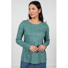 Lily & Me Riverside Floral Stamp Top Green
