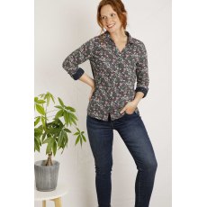 Weird Fish Ginny Organic Printed Jersey Shirt Navy
