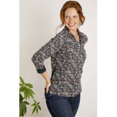 Weird Fish Ginny Organic Printed Jersey Shirt Navy