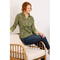 Weird Fish Ginny Organic Printed Jersey Shirt Green