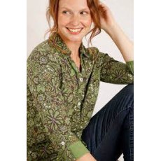 Weird Fish Ginny Organic Printed Jersey Shirt Green