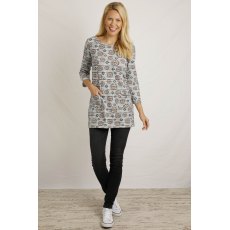 Weird Fish Molli Organic Printed Jersey Tunic Light Cream