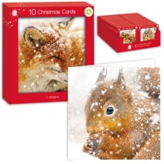 Xmas Card Woodland Animal Print 10 Pack