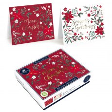 Xmas Card Luxury Foliage Text Woodland Print 20 Pack