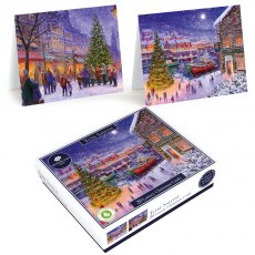 Xmas Card Luxury Boxed Village Print 20 Pack