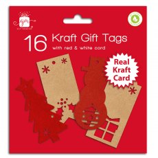 Christmas Kraft Die Cut Gift Tags 16 Pack