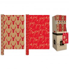 Christmas Gift Wrap Kraft Stag 2m Assorted