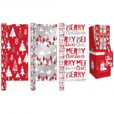 Christmas Gift Wrap Red/White 4m Assorted