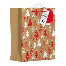 Christmas Gift Bag Kraft Trees