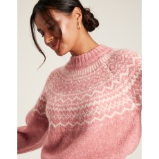 Joules Charlotte Jumper Pink Fairisle Size 16