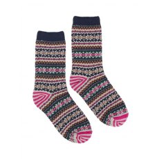 Joules Lucille Socks Navy Fairisle 4-8