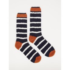 Joules Fluffy Socks Size 7-12 Navy Stripe