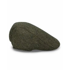 Hoggs Herringbone Tweed Cap Green