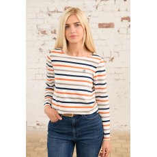 Lighthouse Causeway Long Sleeve Top Mocha Burnt/Orange Stripe