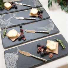 Country Animals 4 Mini Slate Cheese Board & Knife Set