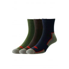 HJ Comfort Top Work Socks Navy/Green/Brown 6-11