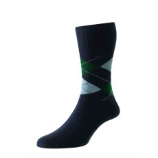 Argyle Comfort Top Sock Navy 6-11