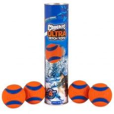 Chuckit Holiday Ultra Ball Cannister 4 Pack
