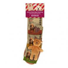 Cupid & Comet Luxury Natural Eat Dog Stocking With Rope Reindeer Toy