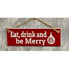Novelty Eat Drink & Be Merry Wooden Sign 30cm
