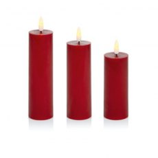 Premier Flickabright Pillar Candle 3 Pack Red