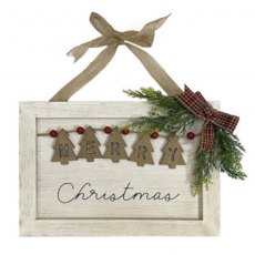 Merry Christmas Sign White 36cm