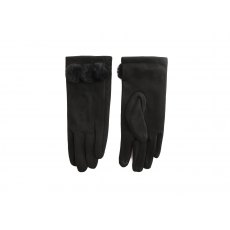 Butterfly Pom Pom Gloves Black