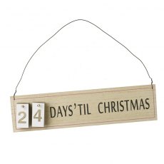 Wooden Advent Days Till Christmas Sign