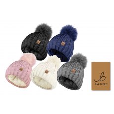 Ladies Sherpa Lined Bobble Hat Assorted