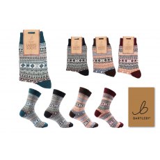 Ladies Printed Socks Natural Assorted