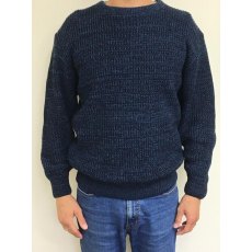 Carabou Fisherman Crew Neck Chunky Knit Jumper Blue