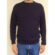 Carabou Fisherman Crew Neck Chunky Knit Jumper Claret