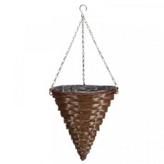 14" Hazel Faux Rattan Hanging Cone