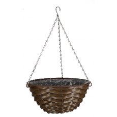 Faux Rattan Hazel Hanging Basket 14"