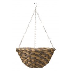 Faux Rattan Earth Braid Hanging Basket 14"