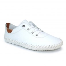 Lunar St Ives Leather Trainer White