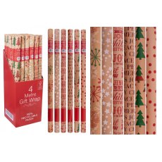 Christmas Wrapping Paper Kraft 4m Assorted