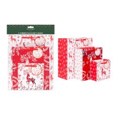 Christmas Gift Bag Set Red Reindeer 3 Pack