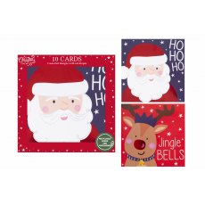 Christmas Card Santa & Rudolph 10 Pack