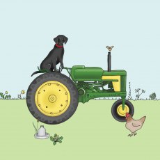 Hooli Mooli Labrador & Green Tractor Card