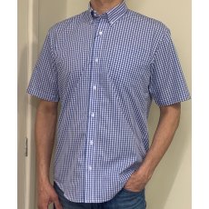 Carabou Short Sleeved Checked Shirt Navy