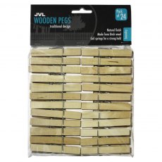JVL Wooden Pegs 24 Pack