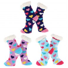 Nuzzles Fleece Heart Sock Assorted