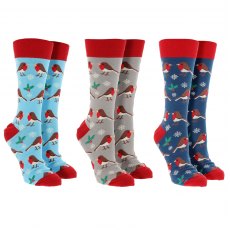 Sock Society Xmas Robins Assorted