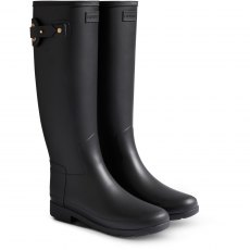 Hunter Refined Tall Eyelet Buckle Wellington Black