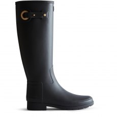 Hunter Refined Tall Eyelet Buckle Wellington Black