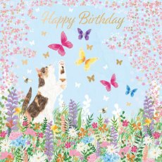 Beaux Chic Cat & Butterflies Birthday Card