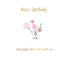Smudge Cake & Balloons Happy Birthday Card