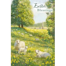 Easter Blessings Sheep In Field Card