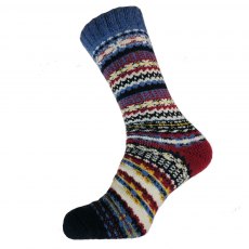 Gemjar Wool Blend Sock Red Heel Multi
